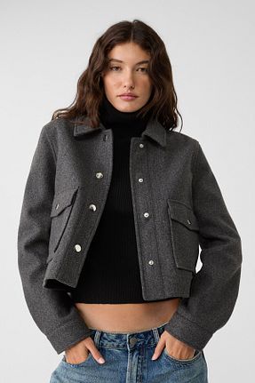 کت طوسی زنانه رگولار Stradivarius - کد 865438395