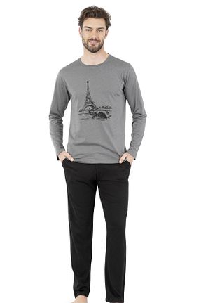 ست لباس راحتی طوسی مردانه چاپی Pierre Cardin - کد 852266236