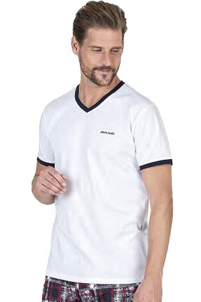 ست لباس راحتی سفید مردانه چاپی Pierre Cardin - کد 805830083