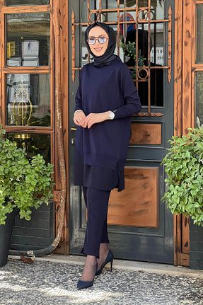 تونیک حجاب سرمه ای زنانه مخلوط ویسکون Invee - کد 865446968