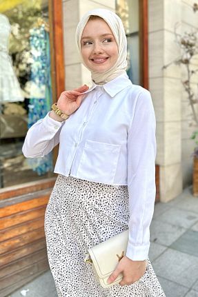 ست بالاتنه و پائین تنه حجاب سفید زنانه رگولار Gizce - کد 865482202