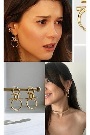 گوشواره جواهر طلائی برنجی Hoop jewelery - کد 865483896