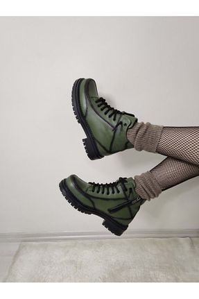 بوت / نیم بوت سبز زنانه چرم خالص ÇİĞDEM KUNDURA - کد 804452154