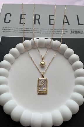 گردنبند جواهر طلائی زنانه برنجی Alexis Carrel - کد 837213840