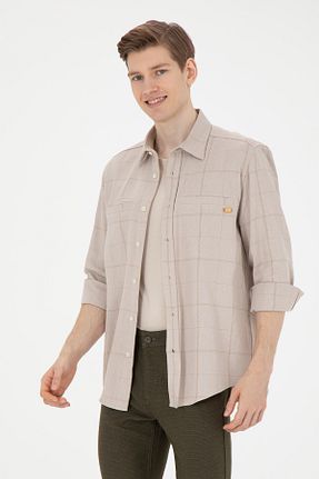 پیراهن بژ مردانه یقه پیراهنی U.S. Polo Assn. - کد 834595105