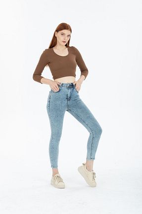 شلوار جین آبی زنانه پاچه تنگ BEES JEANS - کد 865540903