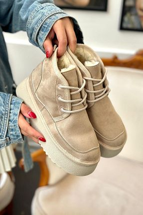 بوت / نیم بوت بژ زنانه چرم مصنوعی Oksit - کد 865511910