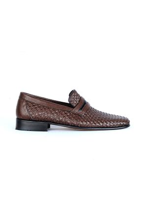 کفش کلاسیک قهوه ای مردانه چرم خالص moda ayakkabım - کد 865289952