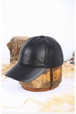کلاه مشکی زنانه چرم خالص Zake Mxamade - کد 865706719