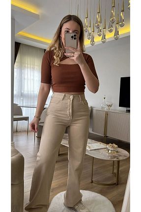 شلوار جین بژ زنانه رگولار ByCukurovaFrango - کد 902480915