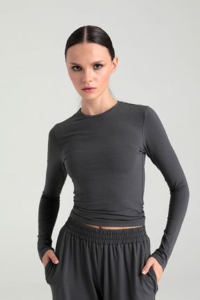 بلوز طوسی زنانه ساده SHEISMONO - کد 865770060