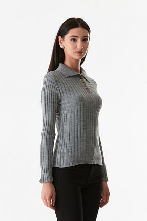 پلیور طوسی زنانه ساده Fullamoda - کد 865586875
