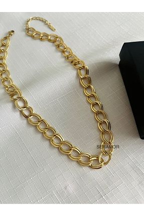 گردنبند استیل ( فولاد ) طلائی زنانه استیل ضد زنگ SERAMOR - کد 865611479