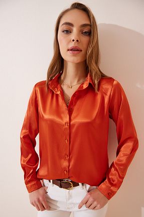 پیراهن نارنجی زنانه رگولار Lovelyİstanbul - کد 865637063