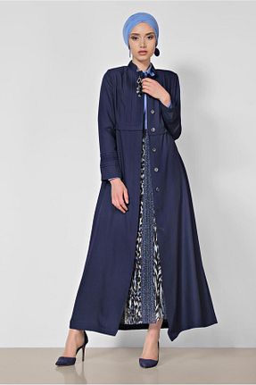 مانتو بلند حجاب سرمه ای زنانه Alvina - کد 865662326