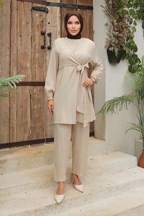 ست بالاتنه و پائین تنه حجاب بژ زنانه رگولار MİSSKAYLE - کد 793648113