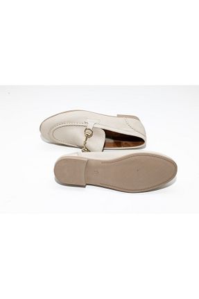 کفش لوفر بژ زنانه چرم خالص DHN - کد 865806921