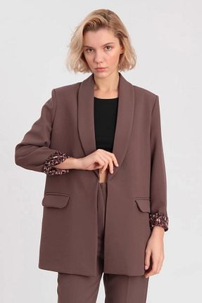 کت بلیزر قهوه ای زنانه پلی استر - الاستین Myra - کد 865741289