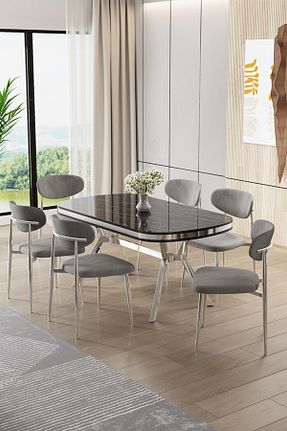 ست میز آشپزخانه طوسی MDF Canisa - کد 866133607