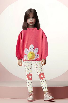 ست بالاتنه و پائین تنه صورتی بچه گانه بافتنی Minigimin Cicileri - کد 771090810