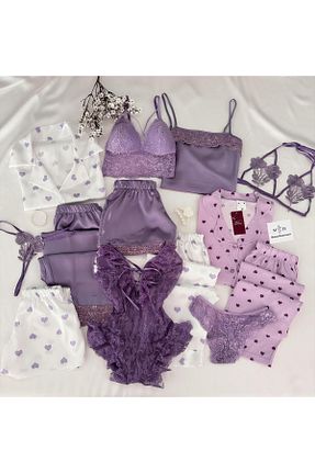 ست لباس راحتی بنفش زنانه طرح دار MH Moony Homewears - کد 865789478