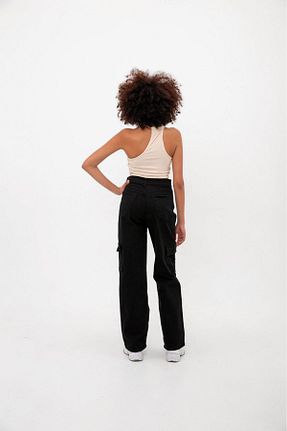 شلوار مشکی زنانه پارچه White Black Jeans - کد 865785874