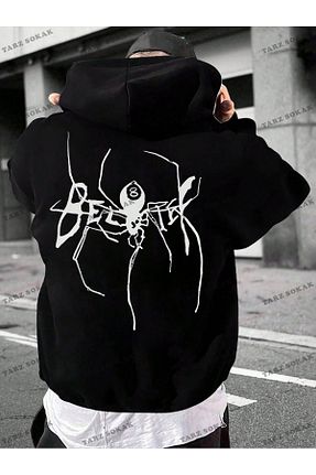 سوئیشرت مشکی زنانه چاپی Drippy - کد 865799575