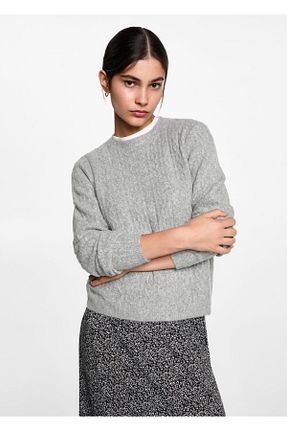 پلیور طوسی زنانه ساده MANGO Teen - کد 865812118