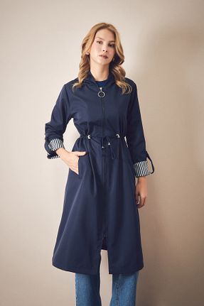 ترنچکت سرمه ای زنانه پلی استر Fullamoda - کد 865847442