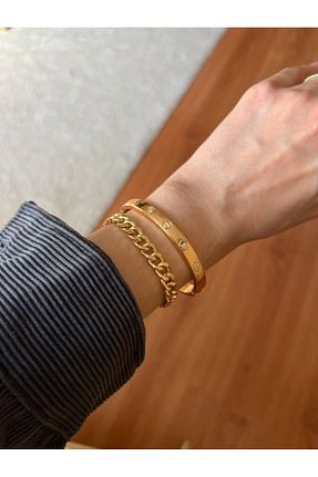دستبند جواهر طلائی زنانه رودیوم With Accessory - کد 865848180