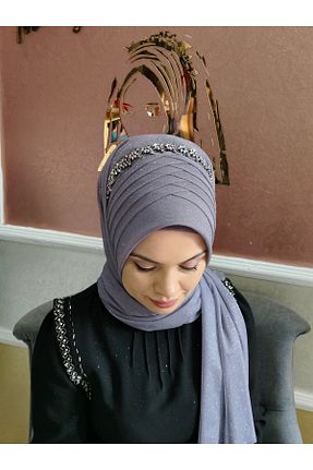 شال طوسی زنانه پنبه پلی استر NurAy - کد 865903217
