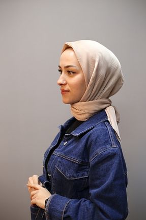 روسری بژ پلی استر Akel - کد 865957209
