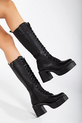 چکمه مشکی زنانه چرم مصنوعی Akçetin Moda - کد 865964464