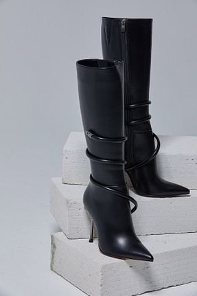 چکمه مشکی زنانه پاشنه متوسط (5-9 سانتی متر) lescarpe - کد 865972073