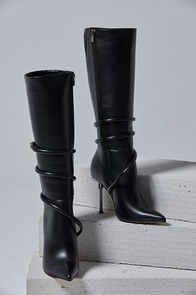 چکمه مشکی زنانه پاشنه متوسط (5-9 سانتی متر) lescarpe - کد 865972073