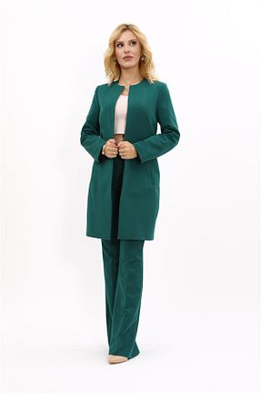 کت و شلوار سبز زنانه یقه کتی ÖNDER ÖZSOY - کد 866004221