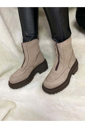 بوت / نیم بوت قهوه ای زنانه چرم خالص Burç - کد 407452833