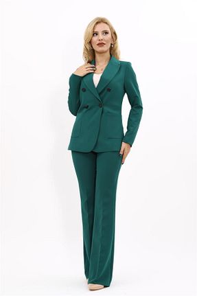 کت و شلوار سبز زنانه یقه کتی ÖNDER ÖZSOY - کد 866004993