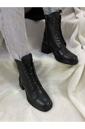 بوت / نیم بوت مشکی زنانه پاشنه ضخیم Burç - کد 411467700