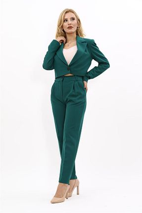 کت و شلوار سبز زنانه یقه کتی ÖNDER ÖZSOY - کد 866206712