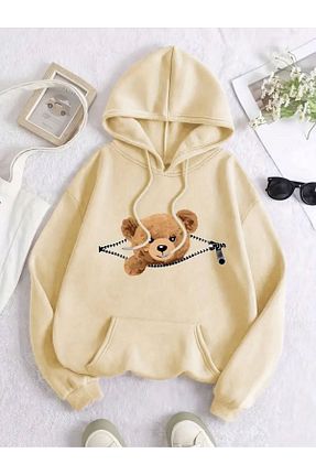 سوئیشرت بژ زنانه چاپی caddekombin - کد 866007036