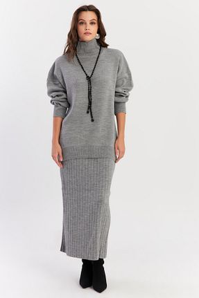 ست بالاتنه و پائین تنه طوسی زنانه تریکو Cool & Modest - کد 864986231