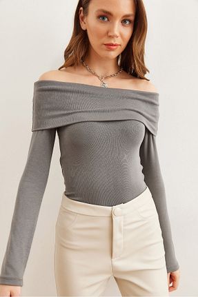 بلوز طوسی زنانه ساده Olalook - کد 865442105