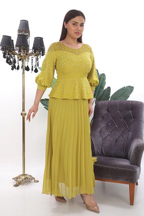 لباس سایز بزرگ سبز زنانه سایز بزرگ MİSS DİAMOND - کد 820893314