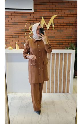ست بالاتنه و پائین تنه قهوه ای زنانه بافتنی Meryemce Butik - کد 864097603