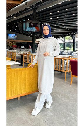 ست بالاتنه و پائین تنه حجاب طوسی زنانه رگولار Bwest - کد 776005884