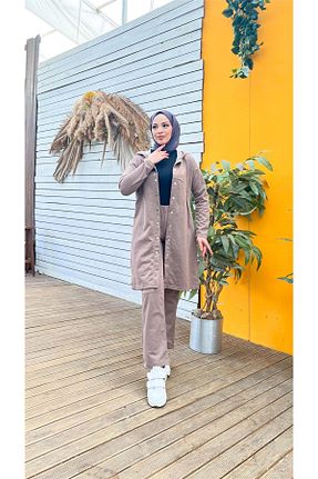 ست بالاتنه و پائین تنه حجاب قهوه ای زنانه رگولار Bwest - کد 800845072