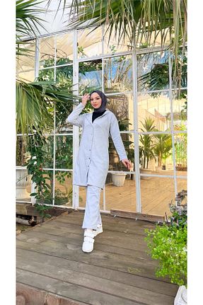 ست بالاتنه و پائین تنه حجاب طوسی زنانه رگولار Bwest - کد 800844916