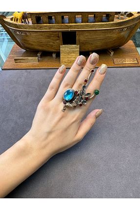 انگشتر نقره رنگی زنانه زمرد Gümüşhanesi - کد 864819751