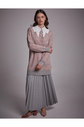 تونیک حجاب صورتی زنانه بافتنی Kayra - کد 771584032